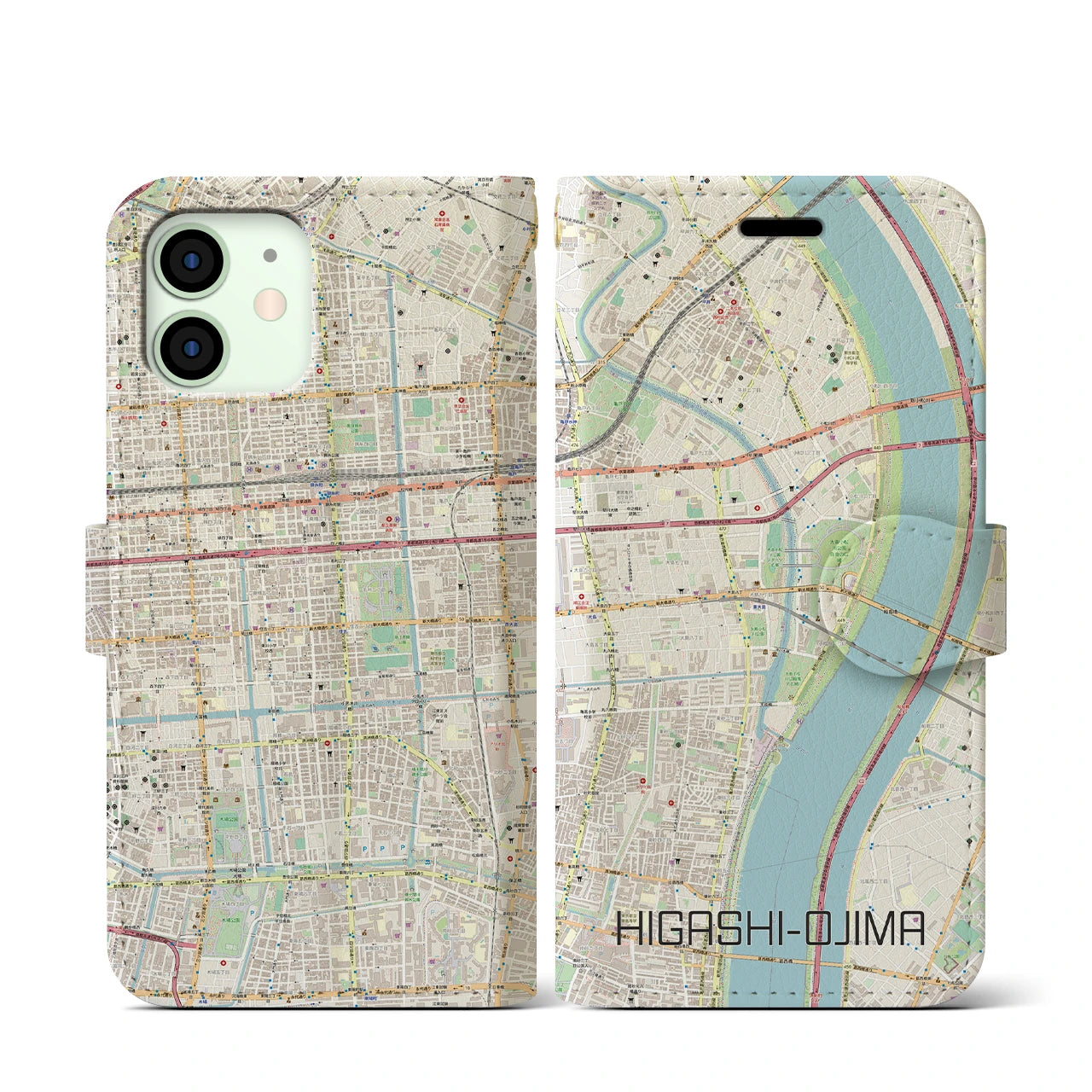 【東大島（東京都）】地図柄iPhoneケース（手帳タイプ）