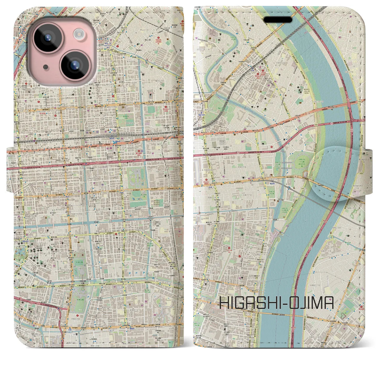 【東大島（東京都）】地図柄iPhoneケース（手帳タイプ）