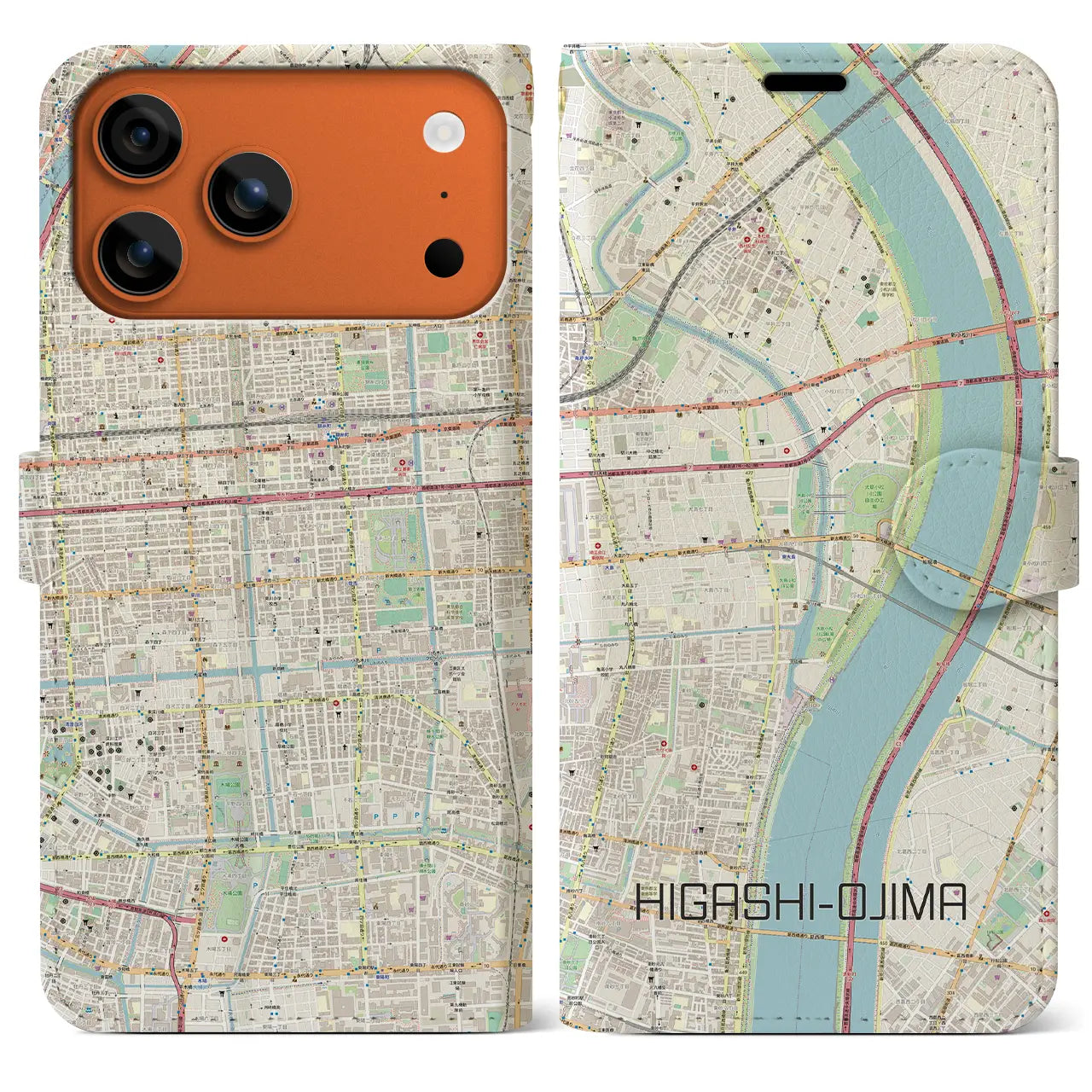 【東大島（東京都）】地図柄iPhoneケース（手帳タイプ）