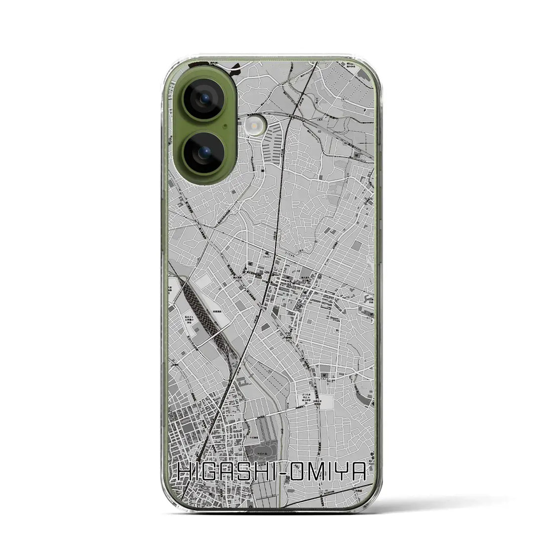 【東大宮（埼玉県）】地図柄iPhoneケース（クリアタイプ）モノトーン・iPhone 17 Pro Max 用