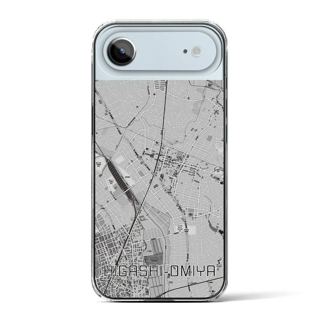 【東大宮(埼玉県)】地図柄iPhoneケース(クリアタイプ)モノトーン・iPhone 17 Pro Max 用
