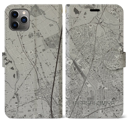 【東大宮（埼玉県）】地図柄iPhoneケース（手帳タイプ）モノトーン・iPhone 11 Pro Max 用