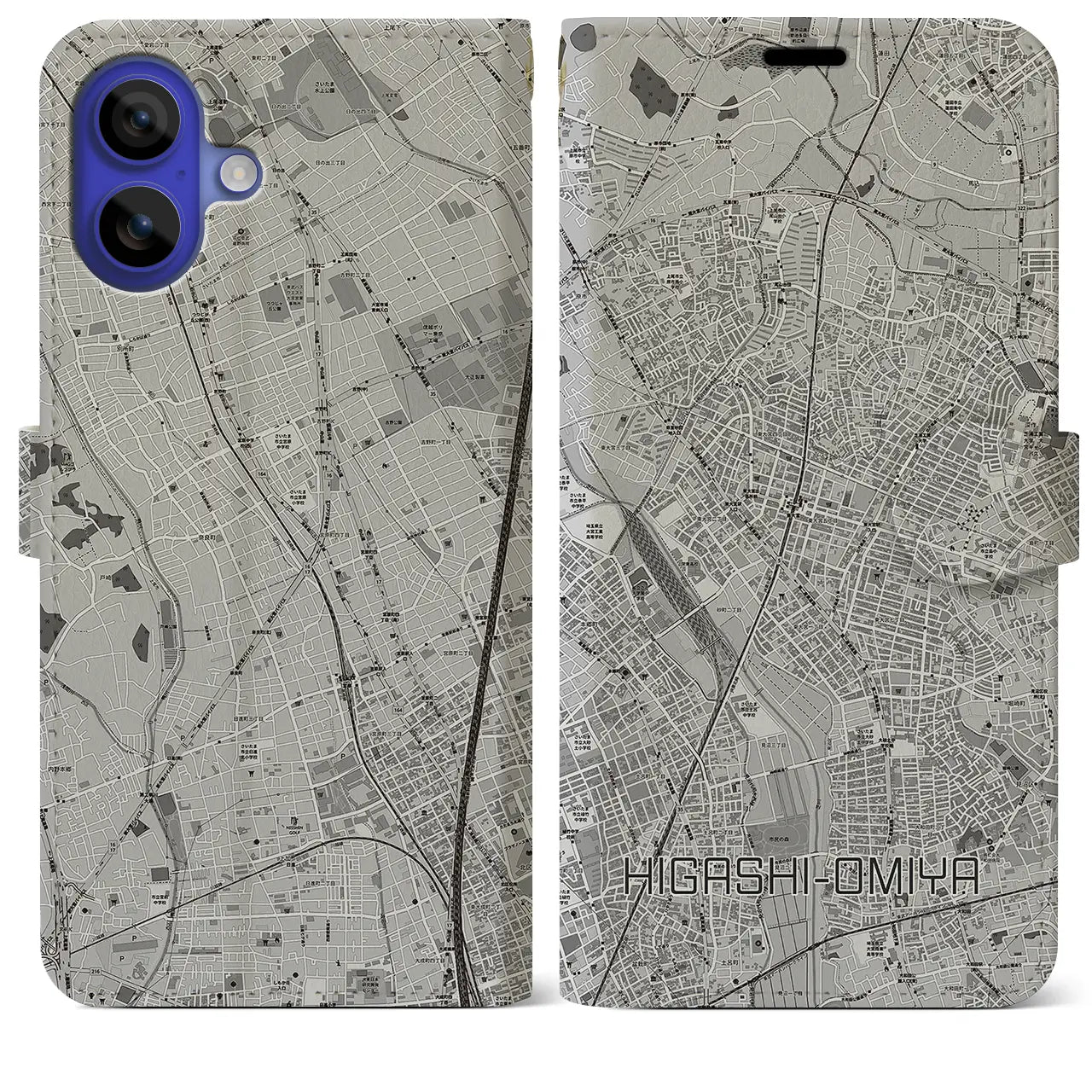 【東大宮（埼玉県）】地図柄iPhoneケース（手帳タイプ）