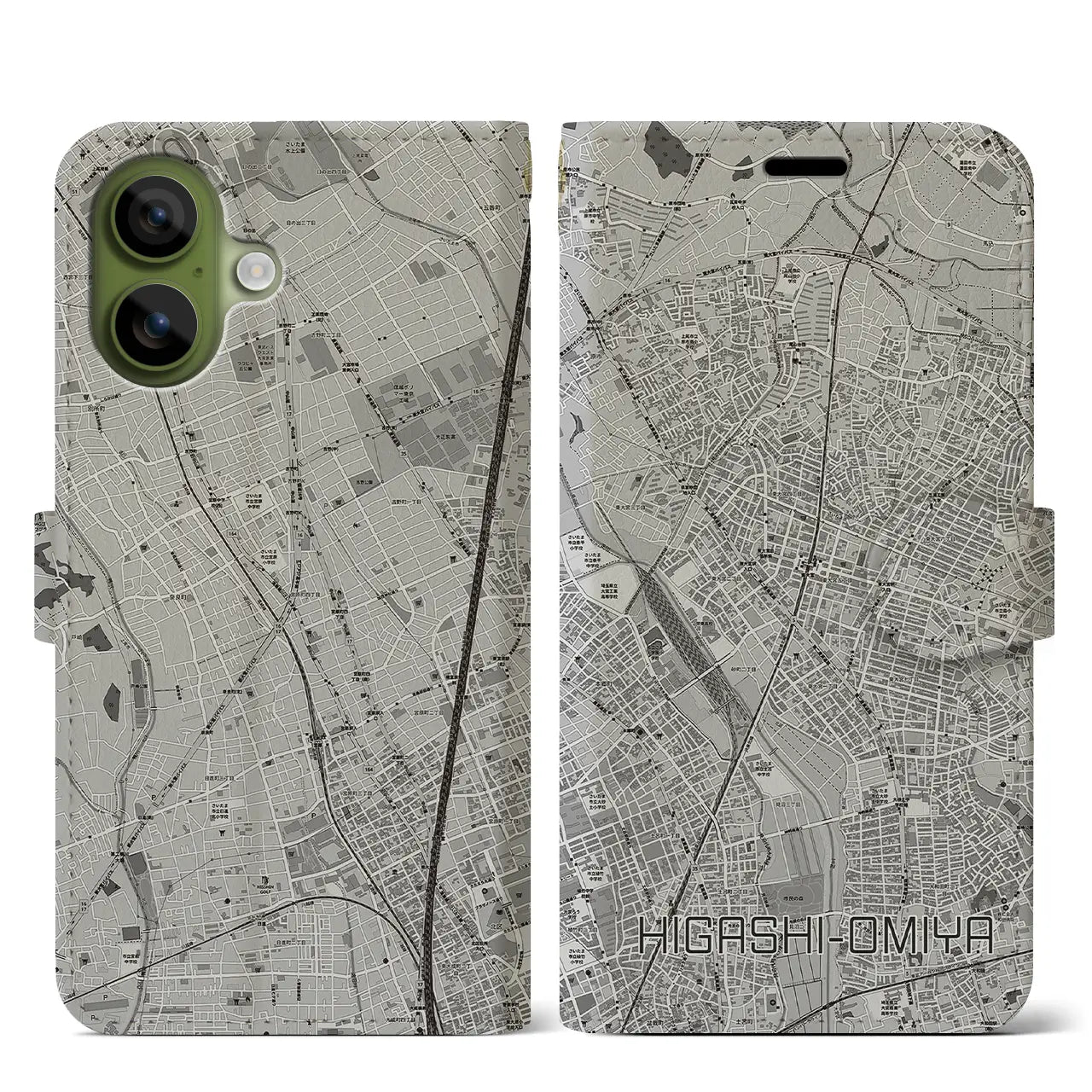 【東大宮（埼玉県）】地図柄iPhoneケース（手帳タイプ）