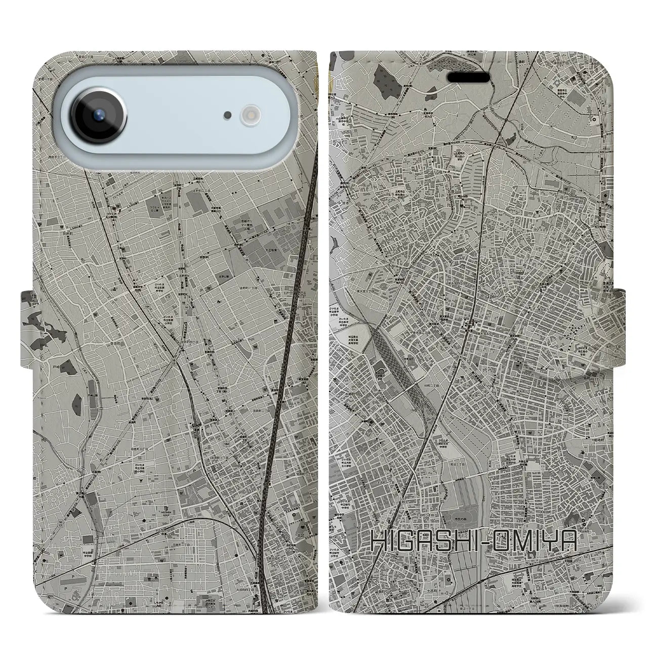 【東大宮（埼玉県）】地図柄iPhoneケース（手帳タイプ）