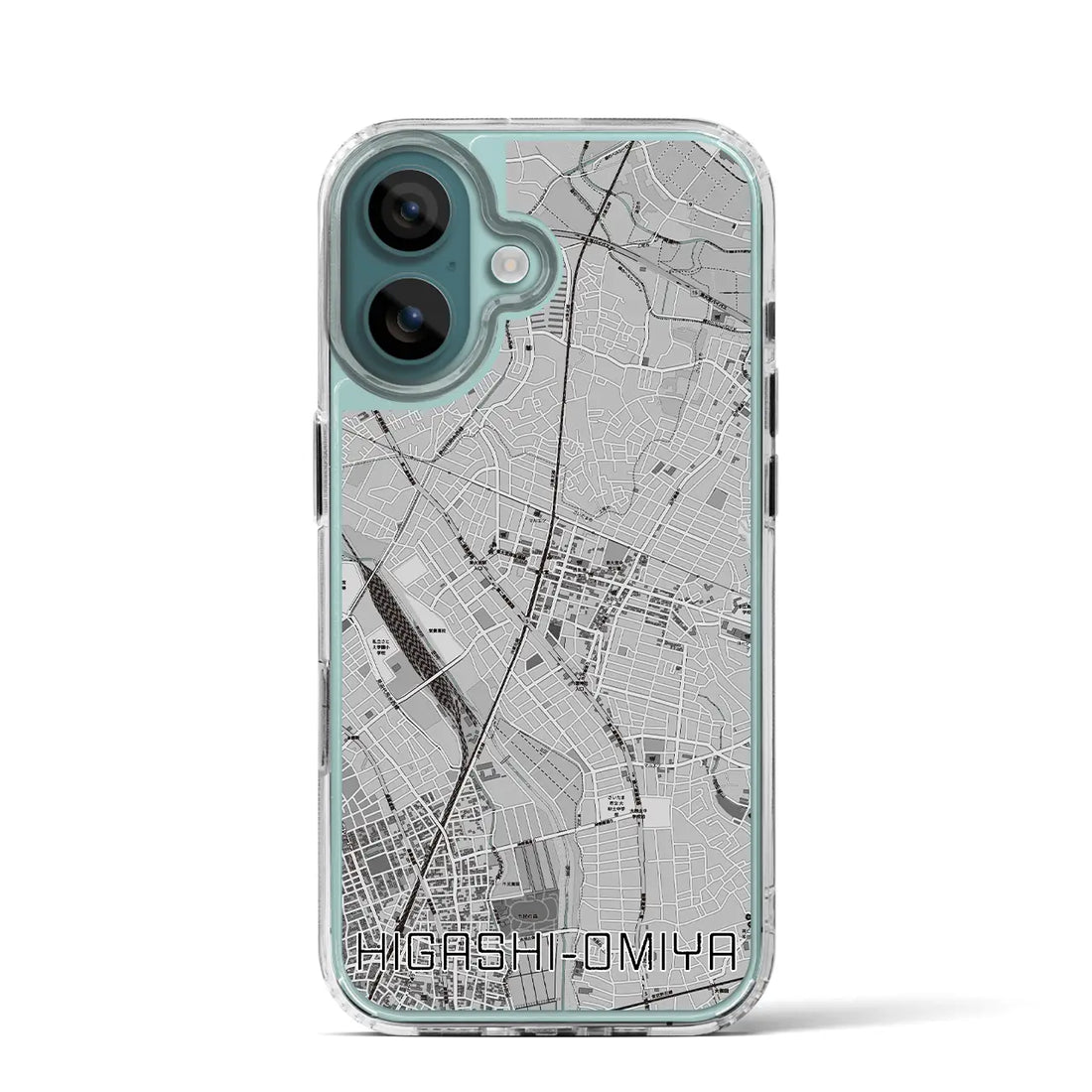 【東大宮（埼玉県）】地図柄iPhoneケース（MagSafeタイプ）モノトーン・iPhone 16 Pro 用