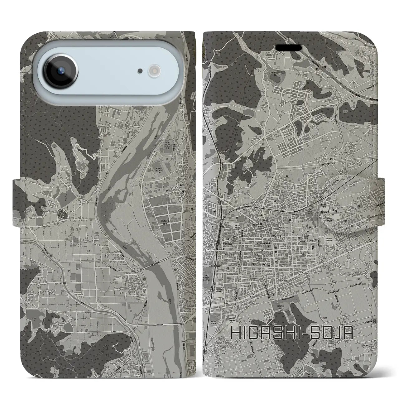 【東総社（岡山県）】地図柄iPhoneケース（手帳タイプ）