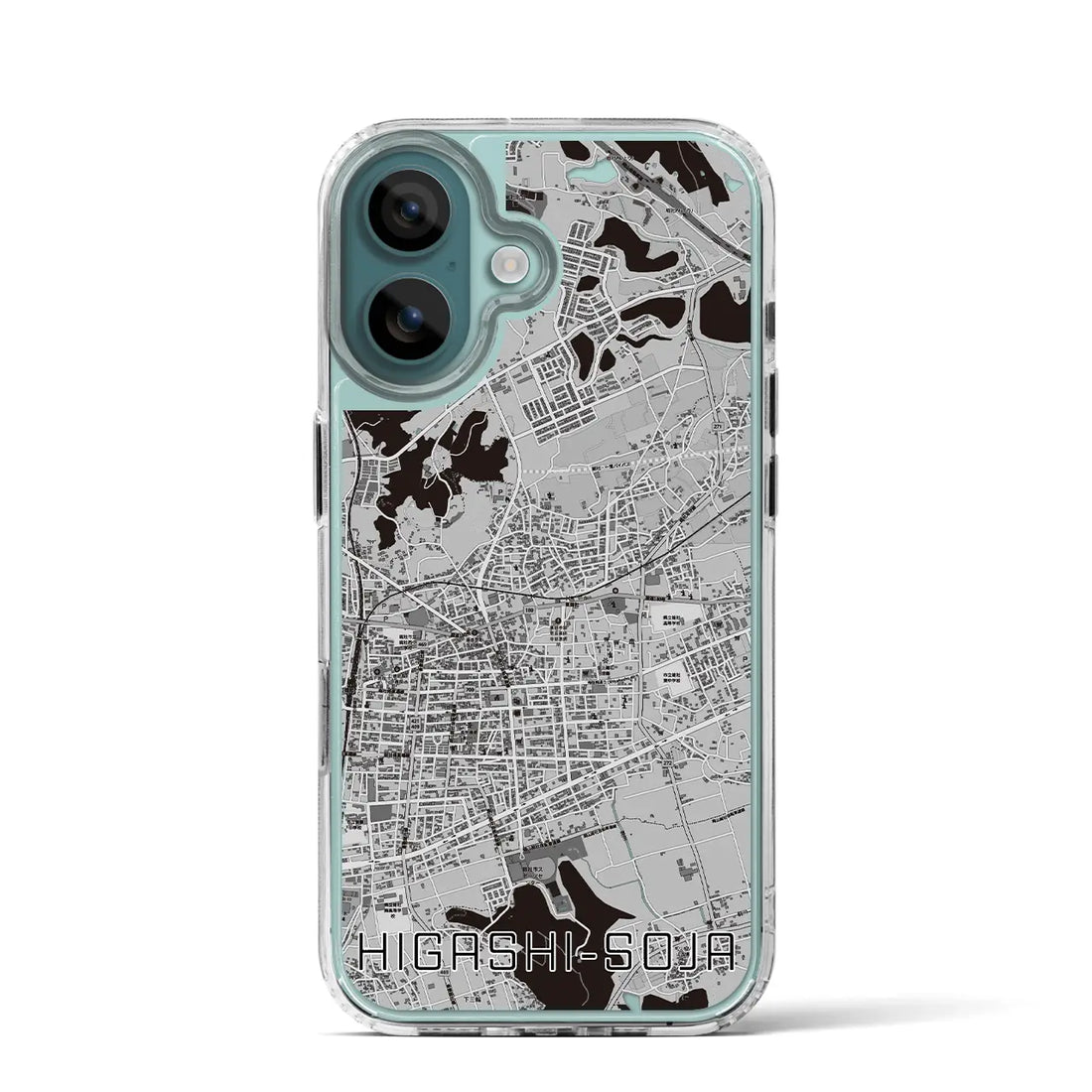 【東総社（岡山県）】地図柄iPhoneケース（MagSafeタイプ）モノトーン・iPhone 16 Pro 用