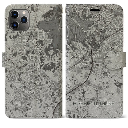 【東戸塚（神奈川県）】地図柄iPhoneケース（手帳タイプ）モノトーン・iPhone 11 Pro Max 用