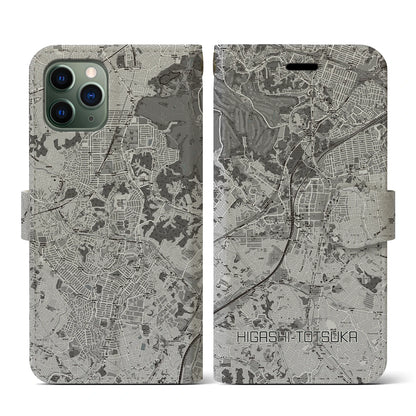 【東戸塚（神奈川県）】地図柄iPhoneケース（手帳タイプ）モノトーン・iPhone 11 Pro 用