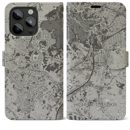 【東戸塚（神奈川県）】地図柄iPhoneケース（手帳タイプ）モノトーン・iPhone 15 Pro Max 用