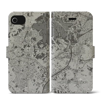 【東戸塚（神奈川県）】地図柄iPhoneケース（手帳タイプ）モノトーン・iPhone SE（第3 / 第2世代） / 8 / 7 / 6s / 6 用