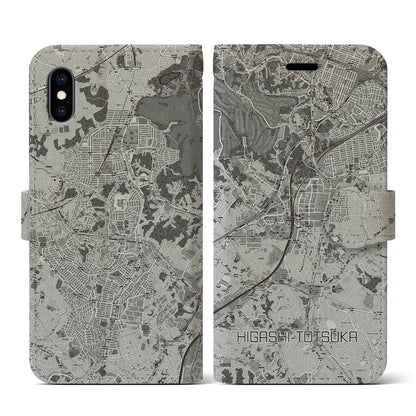 【東戸塚（神奈川県）】地図柄iPhoneケース（手帳タイプ）モノトーン・iPhone XS / X 用