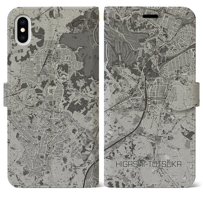 【東戸塚（神奈川県）】地図柄iPhoneケース（手帳タイプ）モノトーン・iPhone XS Max 用