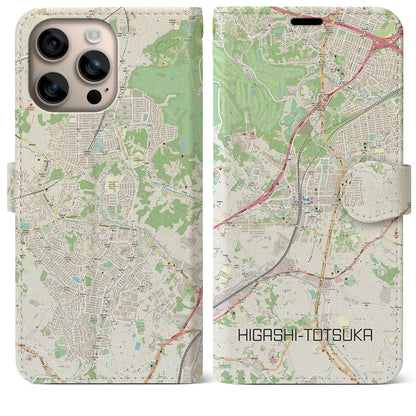 【東戸塚（神奈川県）】地図柄iPhoneケース（手帳タイプ）ナチュラル・iPhone 16 Plus 用