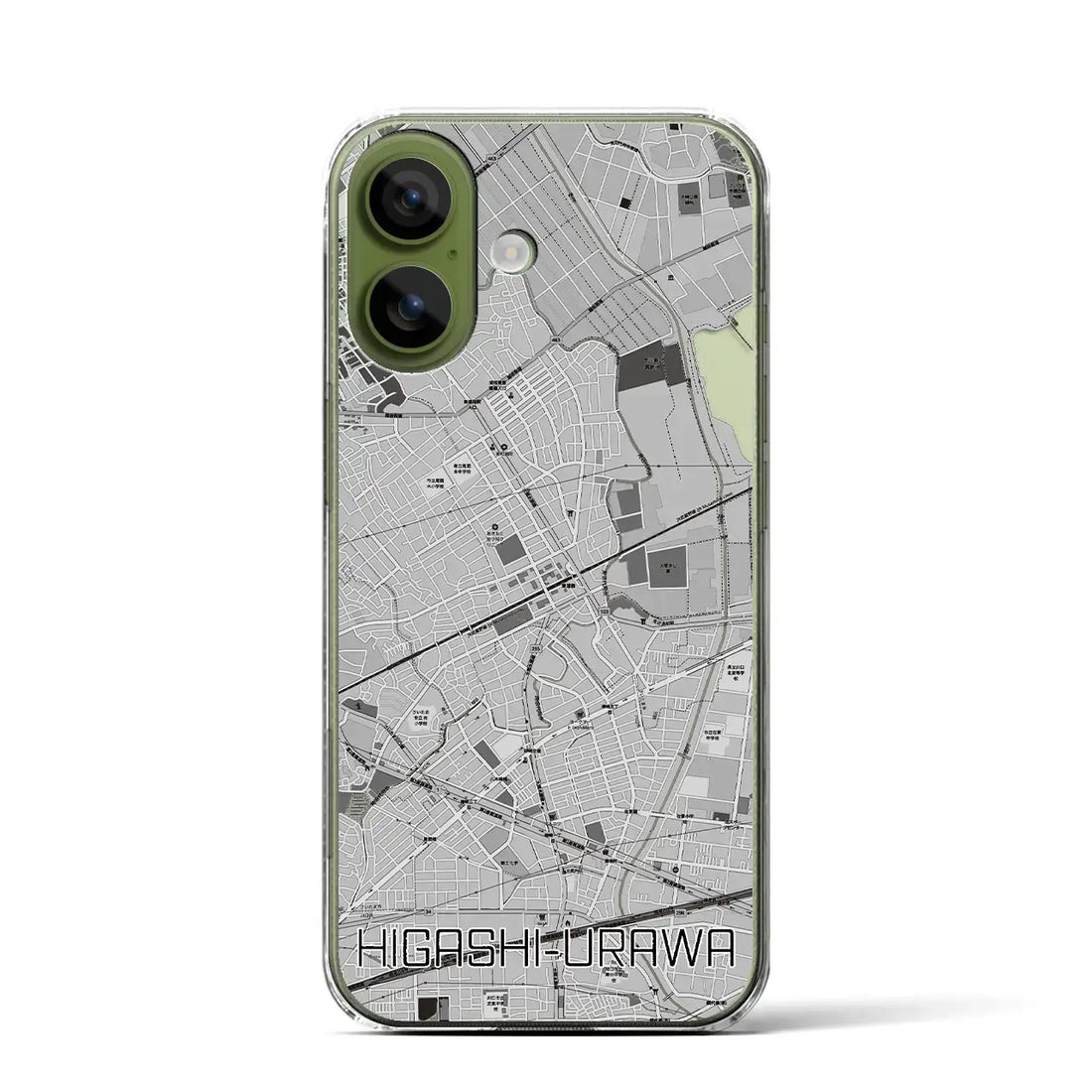 【東浦和（埼玉県）】地図柄iPhoneケース（クリアタイプ）モノトーン・iPhone 17 Pro Max 用