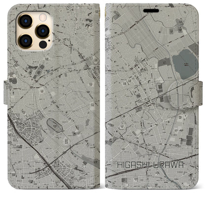 【東浦和（埼玉県）】地図柄iPhoneケース（手帳タイプ）モノトーン・iPhone 12 Pro Max 用