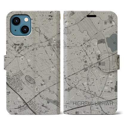 【東浦和（埼玉県）】地図柄iPhoneケース（手帳タイプ）モノトーン・iPhone 13 用