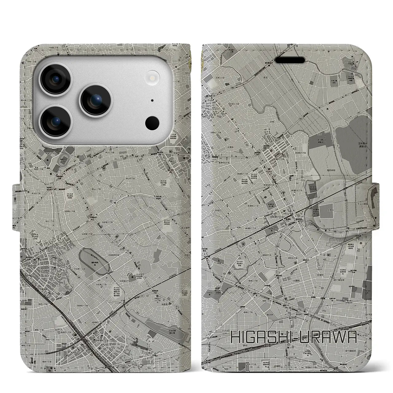 【東浦和（埼玉県）】地図柄iPhoneケース（手帳タイプ）