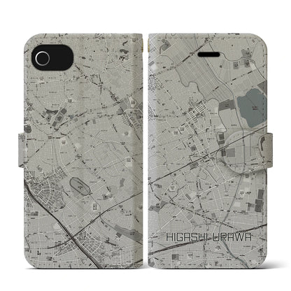 【東浦和（埼玉県）】地図柄iPhoneケース（手帳タイプ）モノトーン・iPhone SE（第3 / 第2世代） / 8 / 7 / 6s / 6 用
