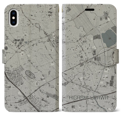 【東浦和（埼玉県）】地図柄iPhoneケース（手帳タイプ）モノトーン・iPhone XS Max 用