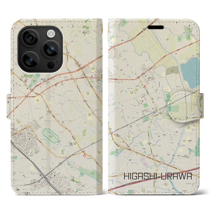 【東浦和（埼玉県）】地図柄iPhoneケース（手帳タイプ）ナチュラル・iPhone 16 用