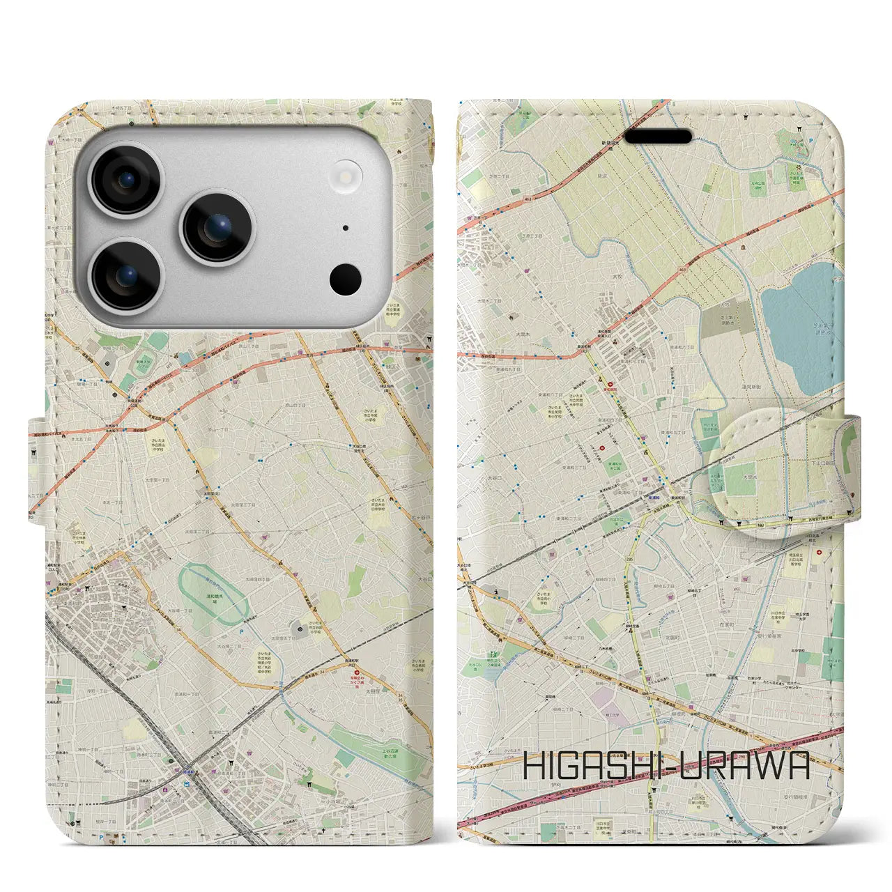 【東浦和（埼玉県）】地図柄iPhoneケース（手帳タイプ）