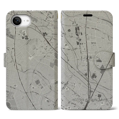 【東鷲宮（埼玉県）】地図柄iPhoneケース（手帳タイプ）
