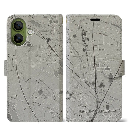 【東鷲宮（埼玉県）】地図柄iPhoneケース（手帳タイプ）