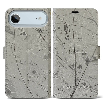 【東鷲宮（埼玉県）】地図柄iPhoneケース（手帳タイプ）