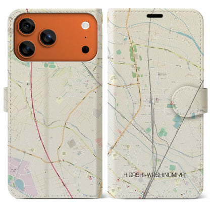 【東鷲宮（埼玉県）】地図柄iPhoneケース（手帳タイプ）