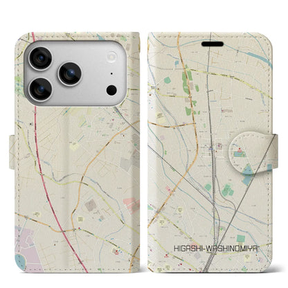 【東鷲宮（埼玉県）】地図柄iPhoneケース（手帳タイプ）