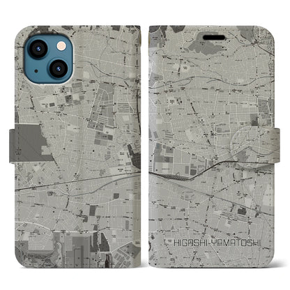 【東大和市（東京都）】地図柄iPhoneケース（手帳タイプ）モノトーン・iPhone 13 用