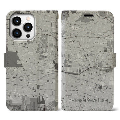 【東大和市（東京都）】地図柄iPhoneケース（手帳タイプ）モノトーン・iPhone 13 Pro 用