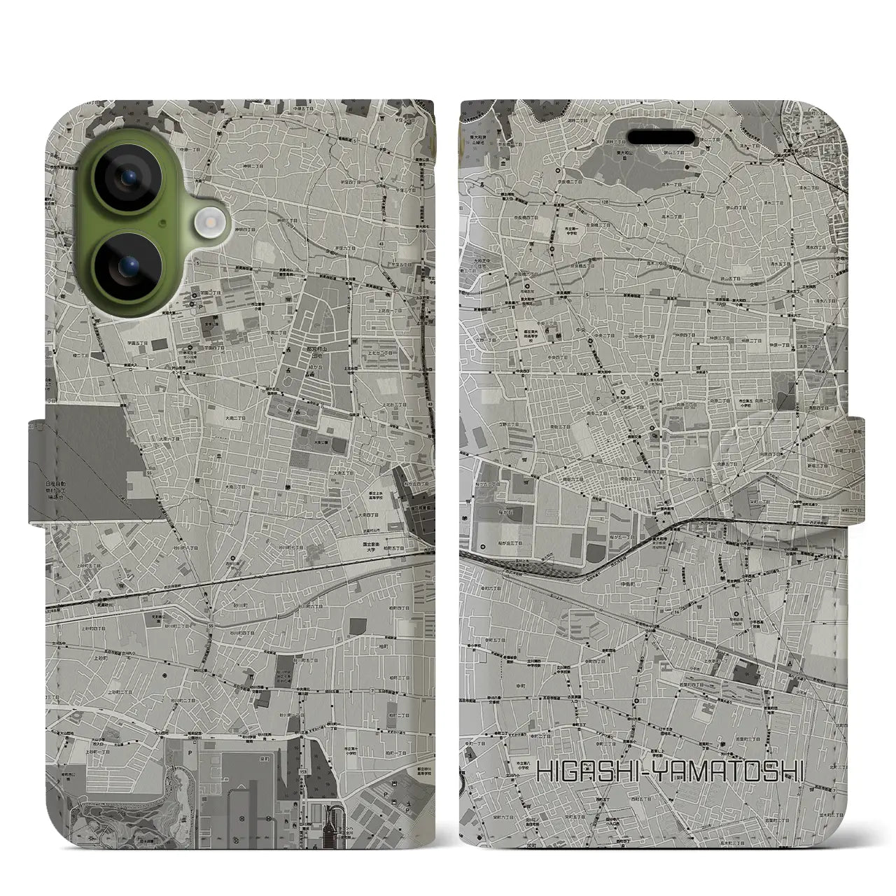 【東大和市（東京都）】地図柄iPhoneケース（手帳タイプ）