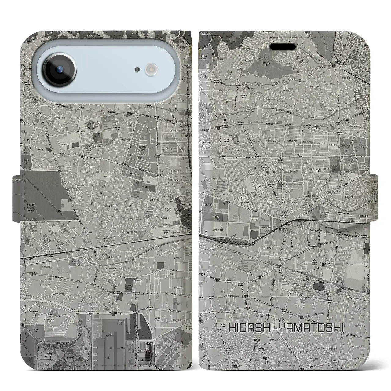 【東大和市（東京都）】地図柄iPhoneケース（手帳タイプ）