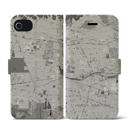 【東大和市（東京都）】地図柄iPhoneケース（手帳タイプ）モノトーン・iPhone SE（第3 / 第2世代） / 8 / 7 / 6s / 6 用