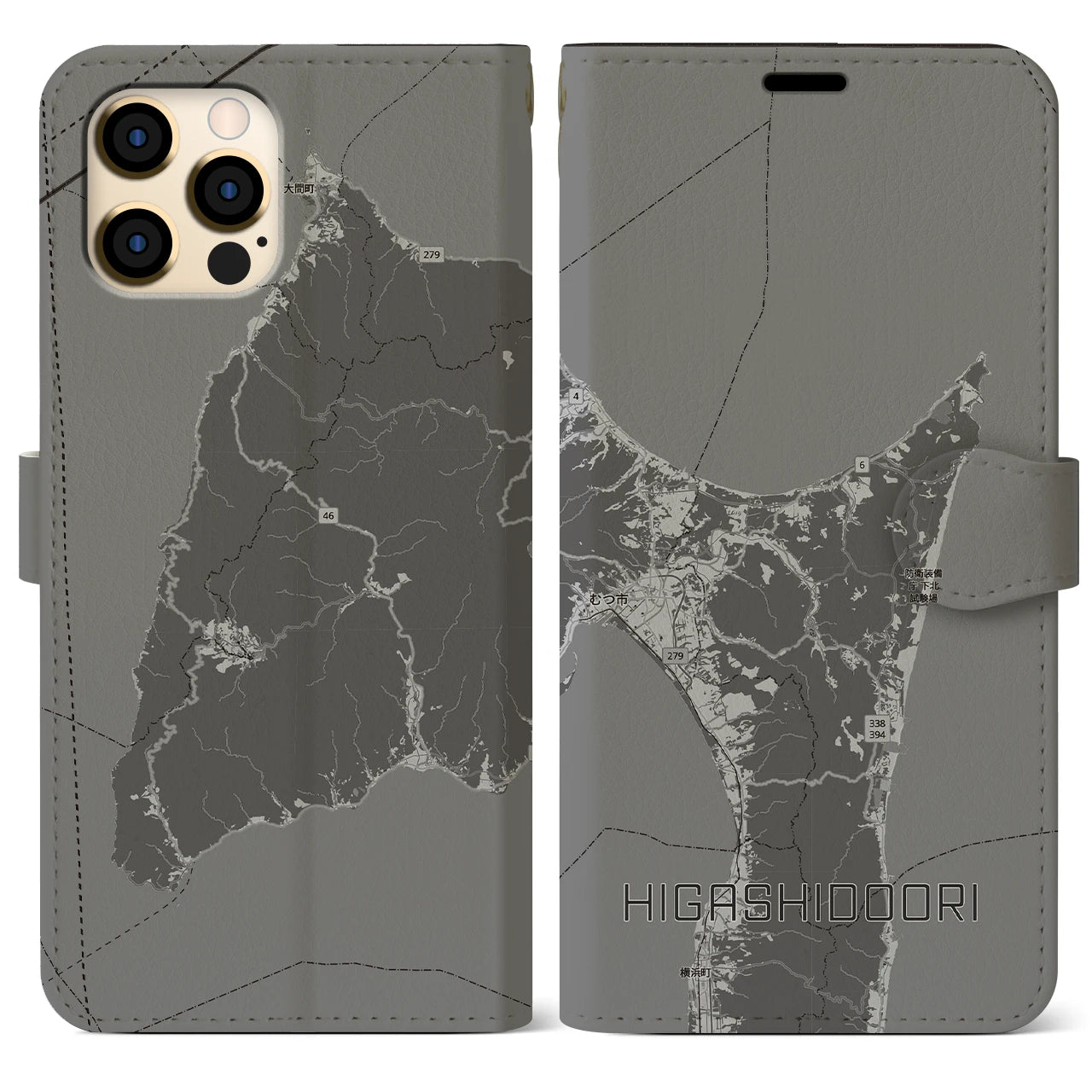 【東通（青森県）】地図柄iPhoneケース（手帳タイプ）