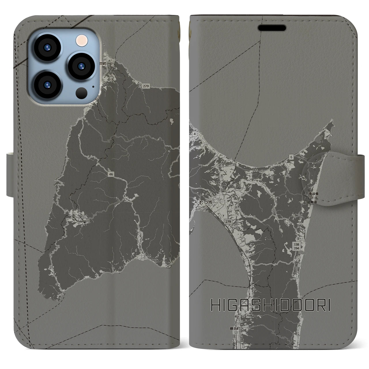 【東通（青森県）】地図柄iPhoneケース（手帳タイプ）
