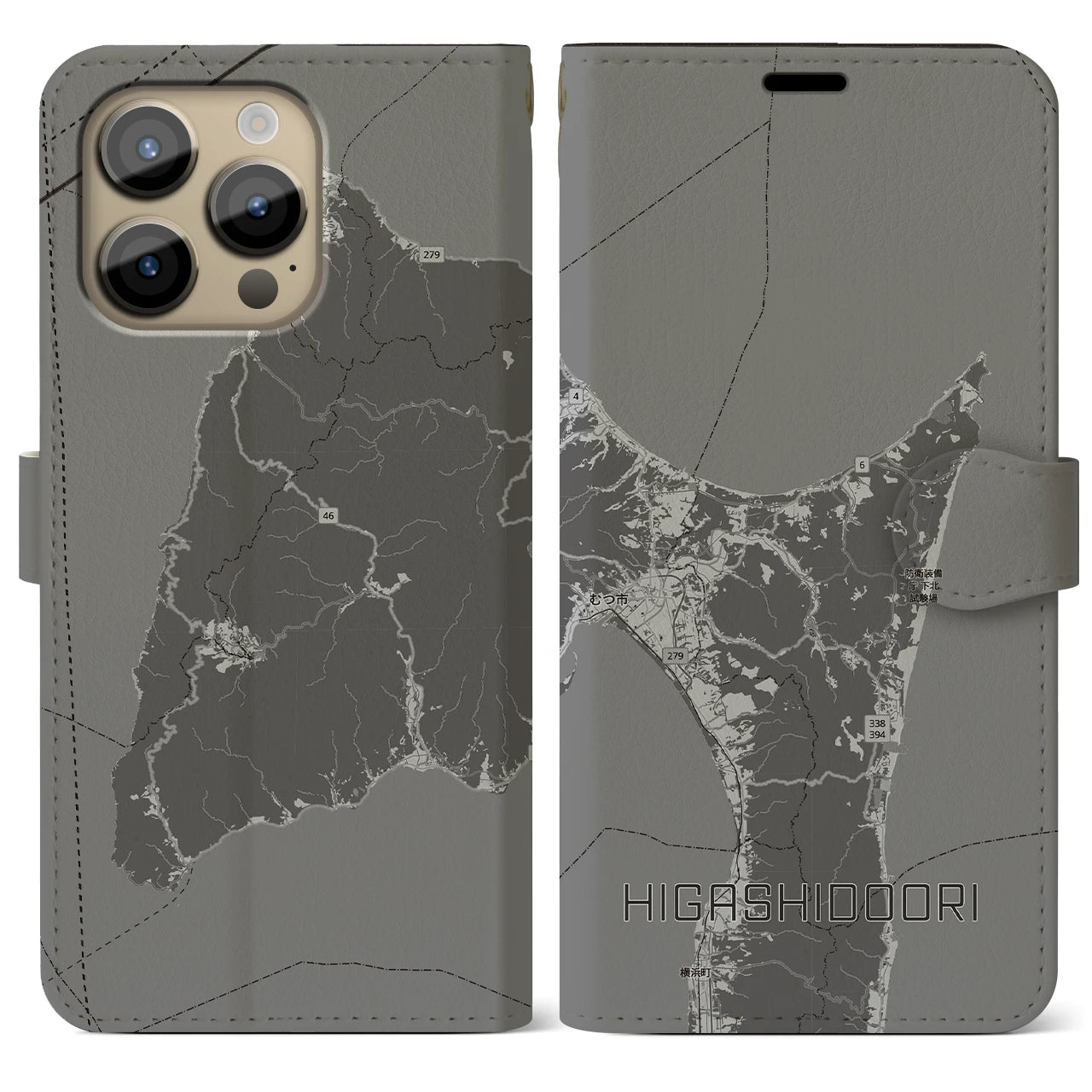 【東通（青森県）】地図柄iPhoneケース（手帳タイプ）