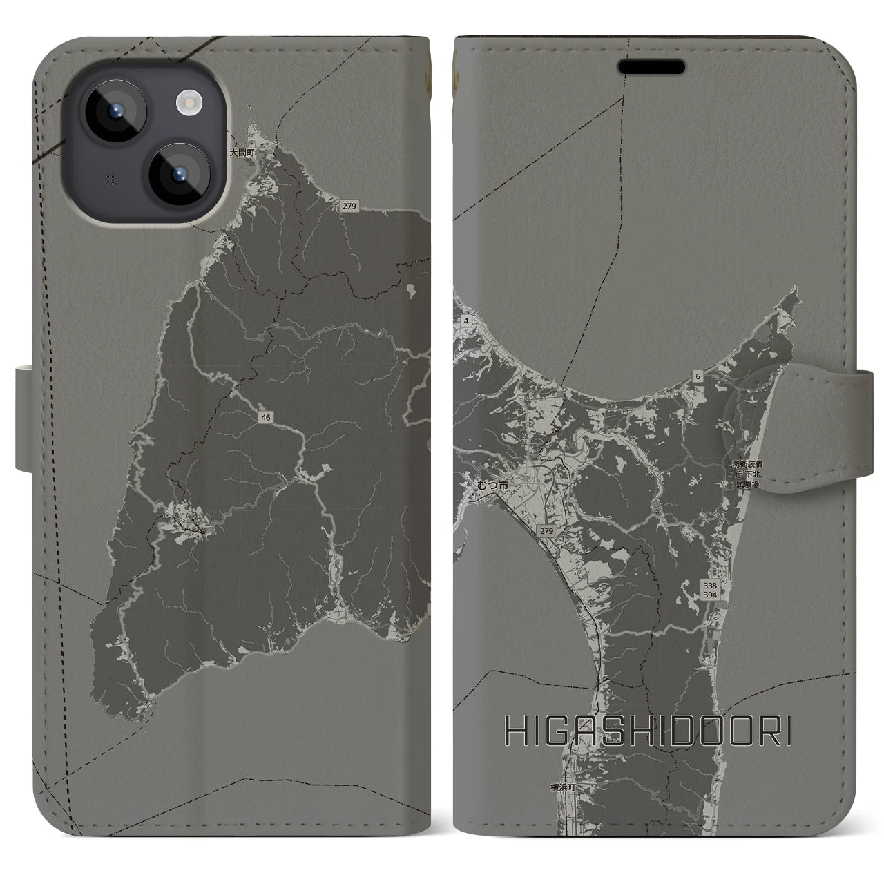 【東通（青森県）】地図柄iPhoneケース（手帳タイプ）