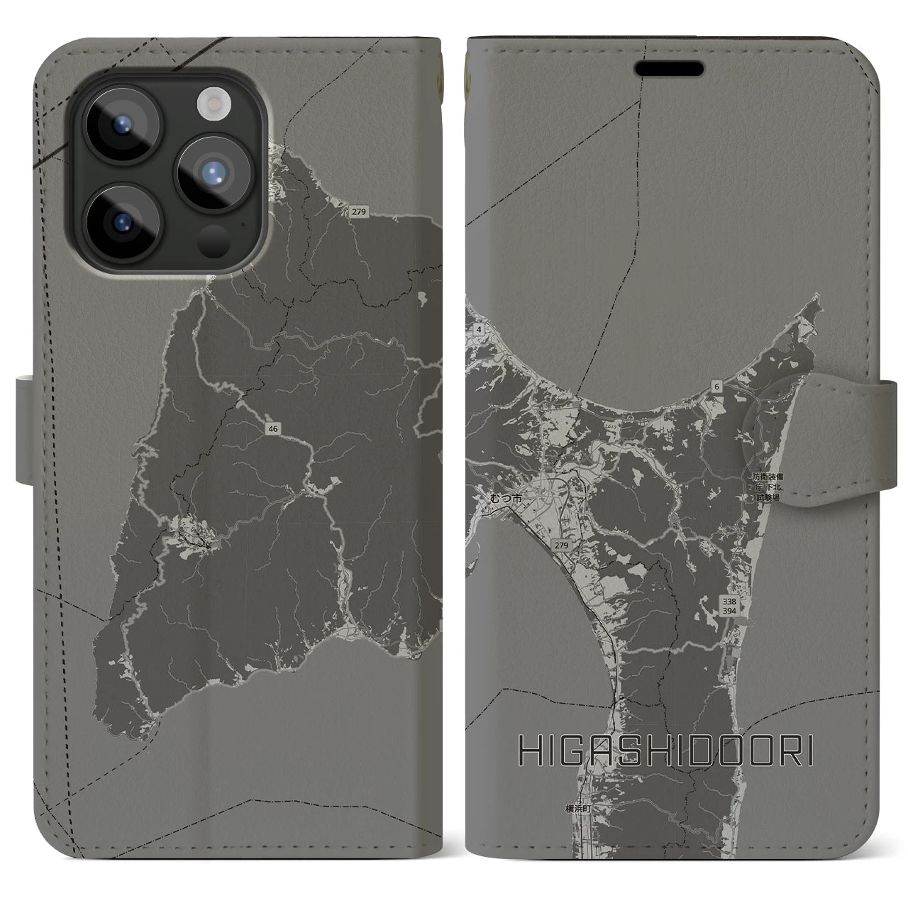 【東通（青森県）】地図柄iPhoneケース（手帳タイプ）