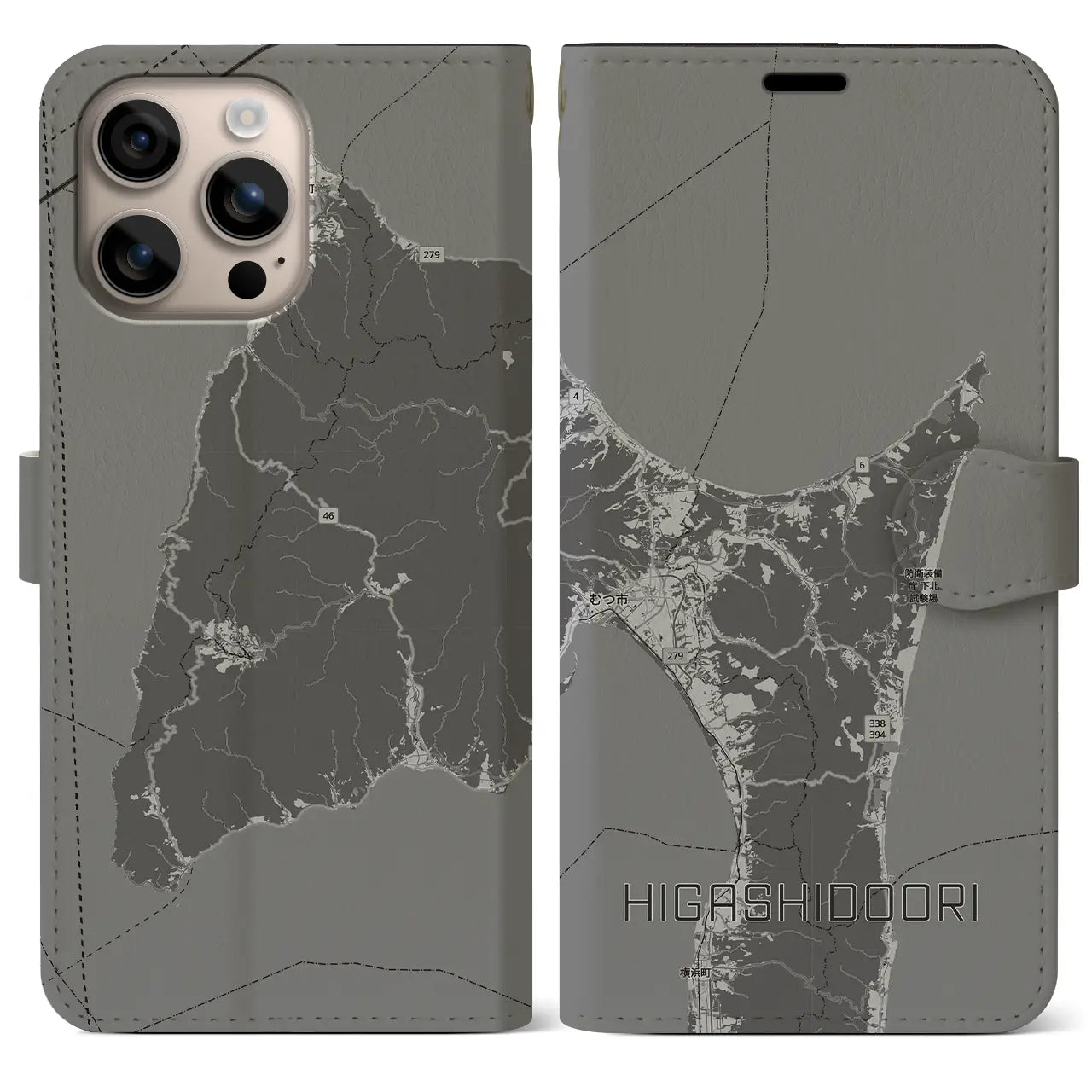 【東通（青森県）】地図柄iPhoneケース（手帳タイプ）