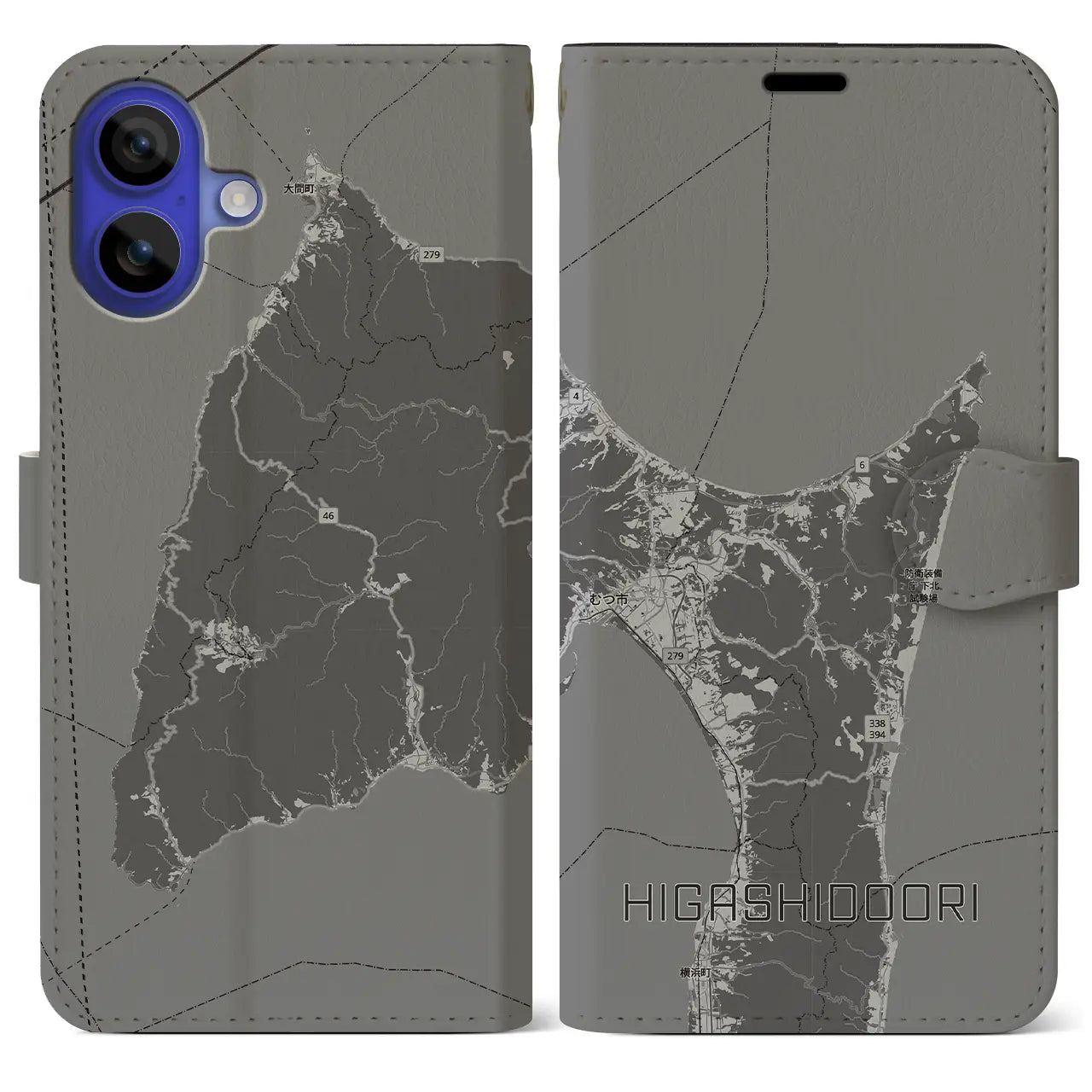 【東通（青森県）】地図柄iPhoneケース（手帳タイプ）