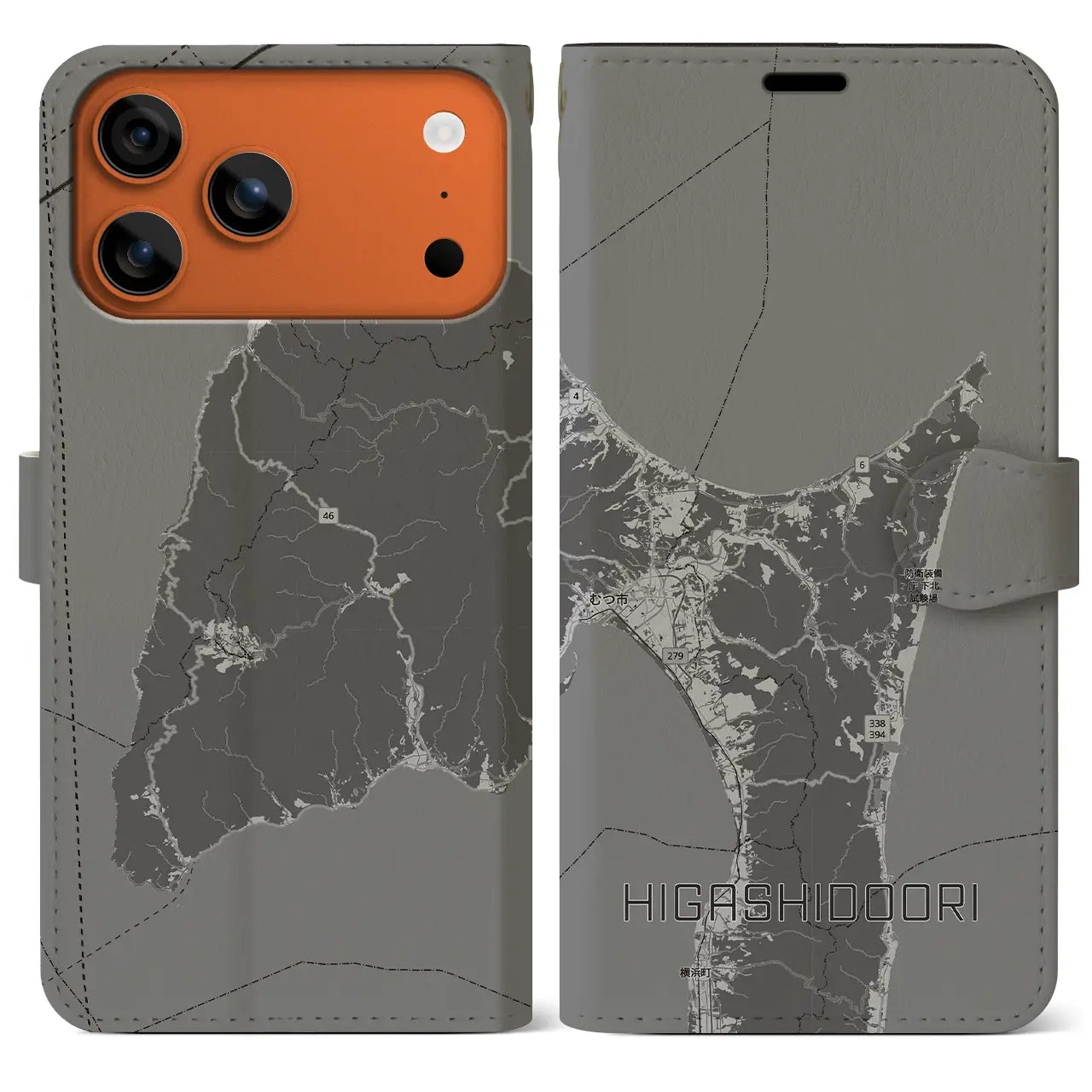 【東通（青森県）】地図柄iPhoneケース（手帳タイプ）
