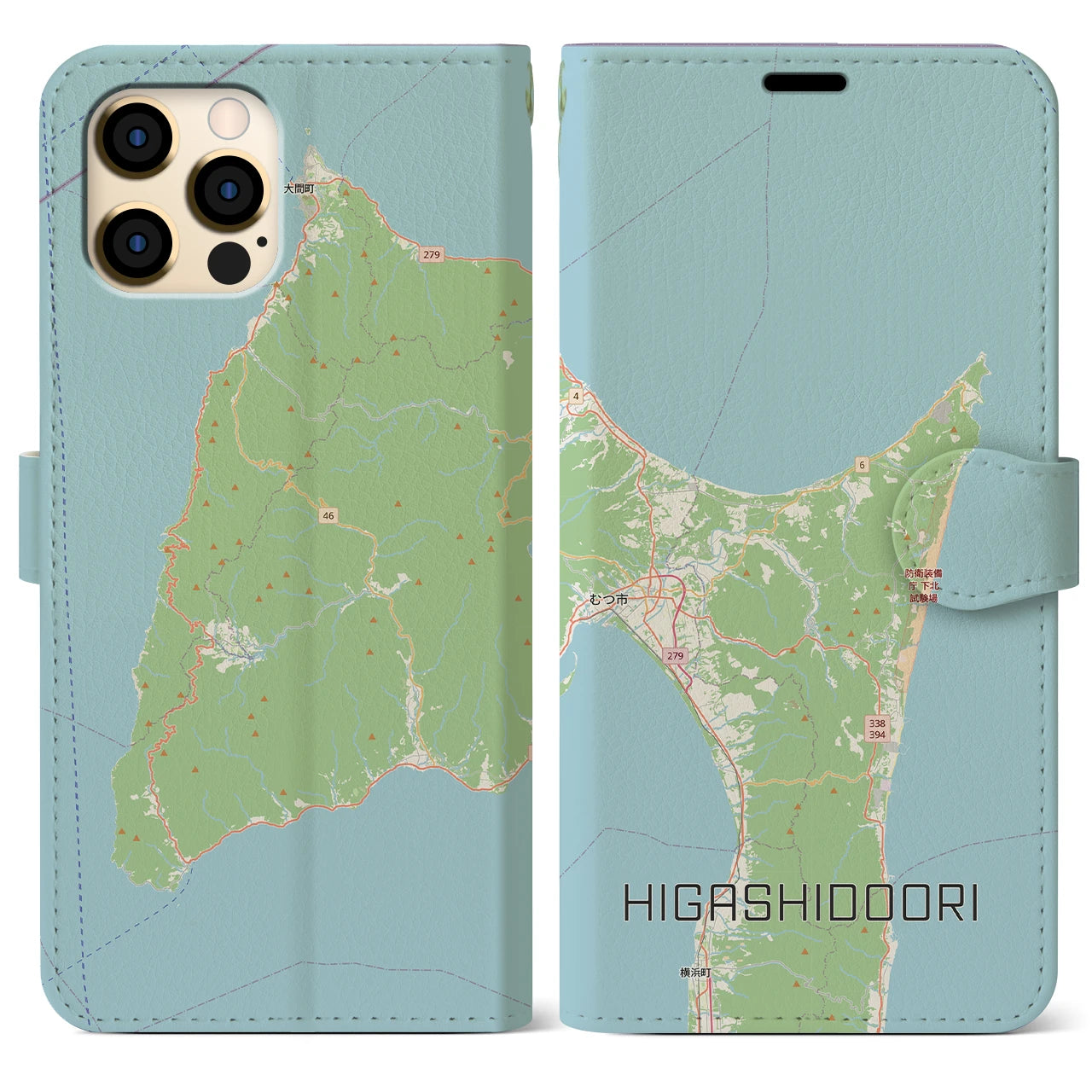 【東通（青森県）】地図柄iPhoneケース（手帳タイプ）