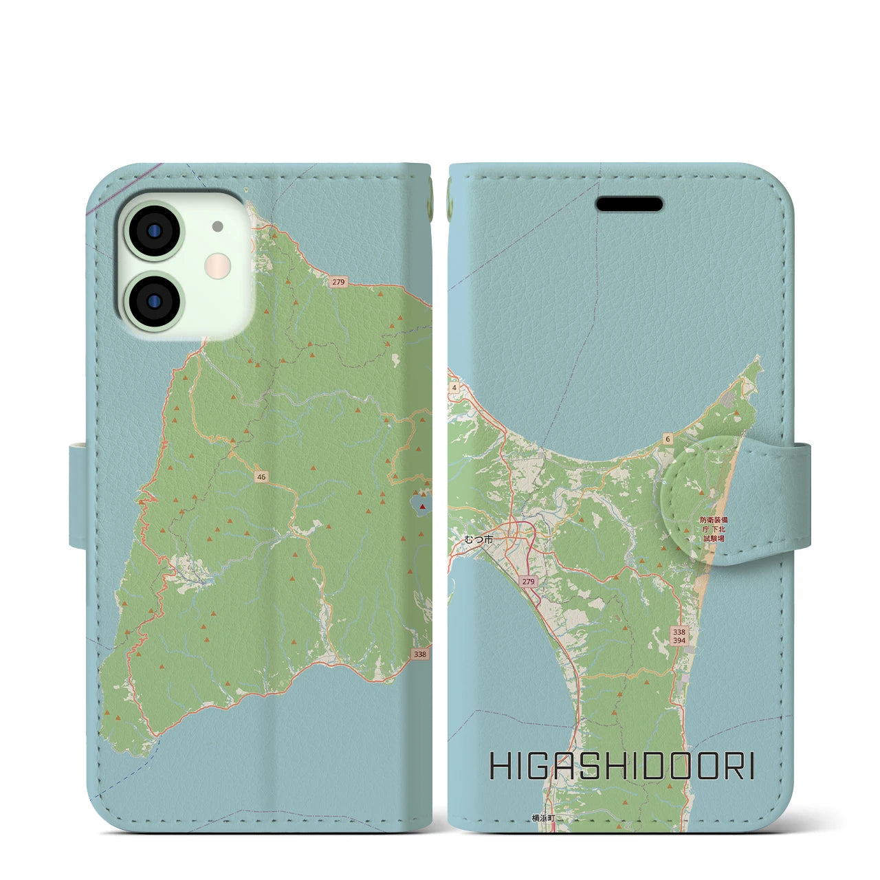 【東通（青森県）】地図柄iPhoneケース（手帳タイプ）