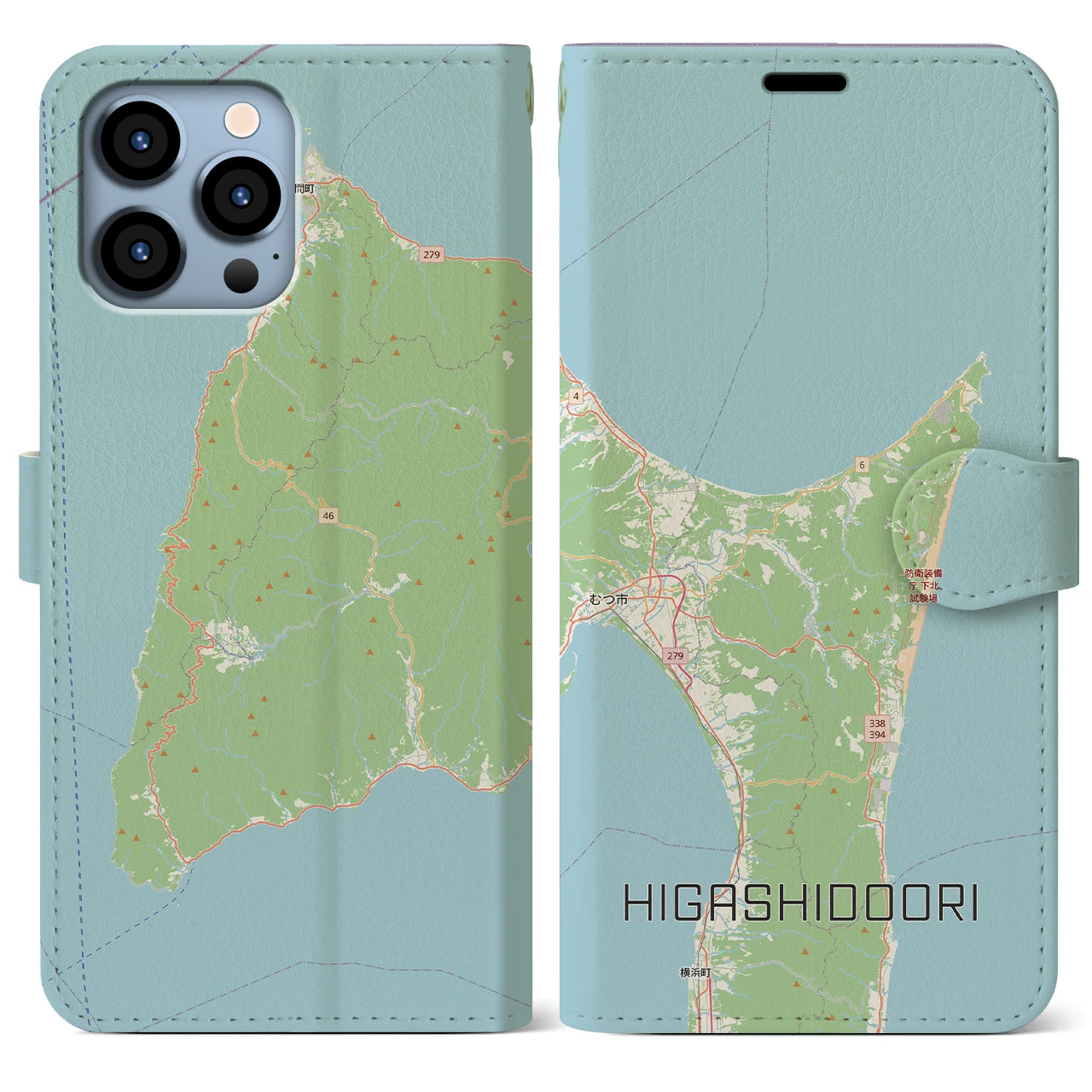 【東通（青森県）】地図柄iPhoneケース（手帳タイプ）