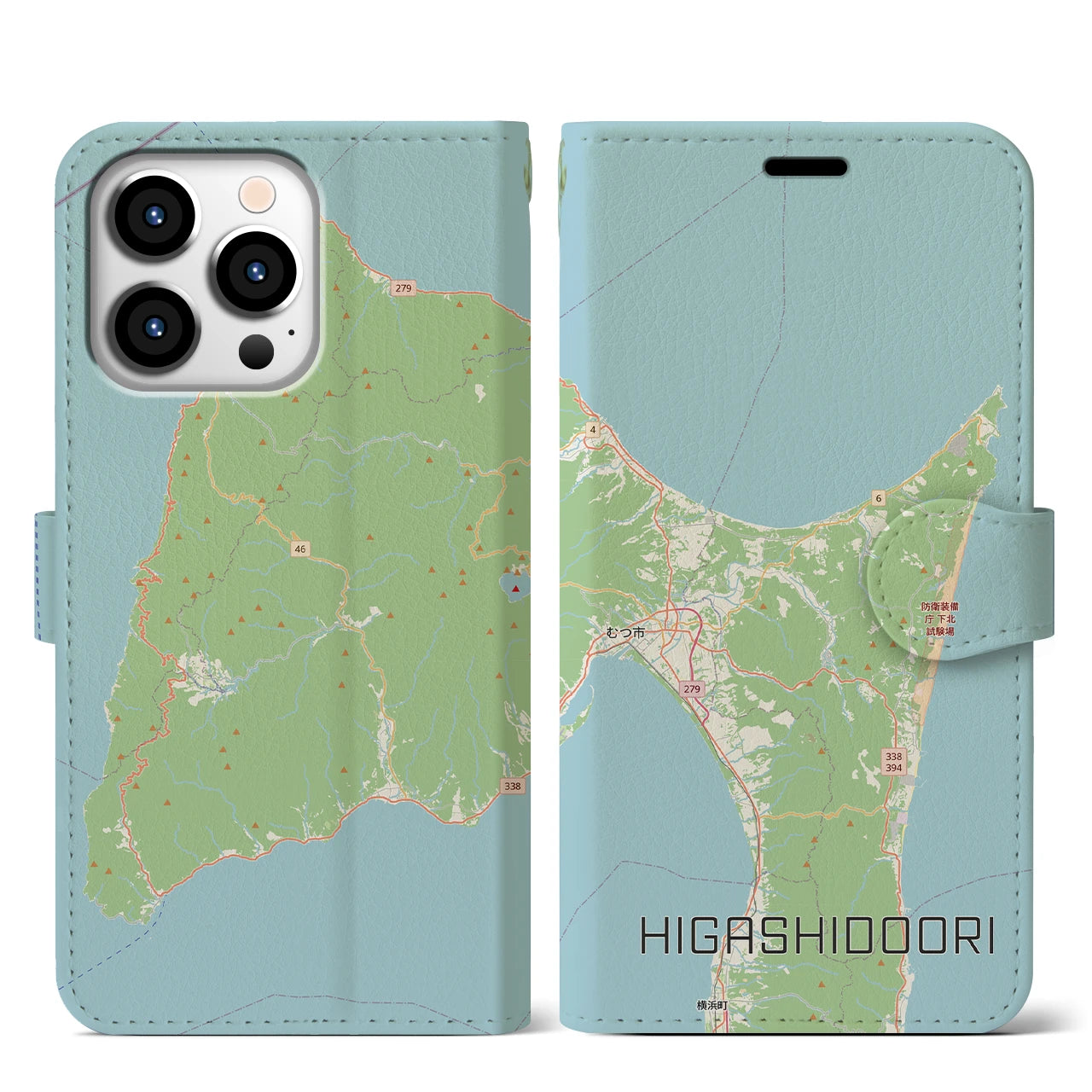 【東通（青森県）】地図柄iPhoneケース（手帳タイプ）