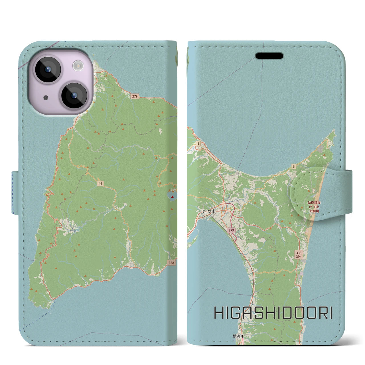 【東通（青森県）】地図柄iPhoneケース（手帳タイプ）